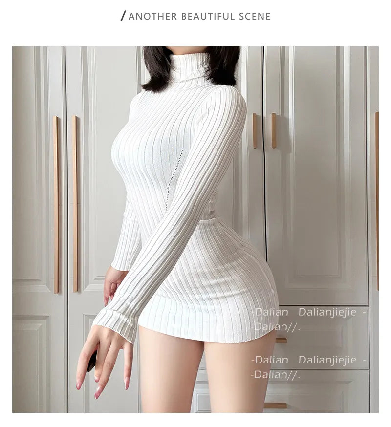 Sexy White Sheer Mini Dress – Long Sleeve Slim Fit