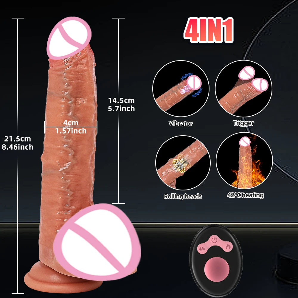Remote Telescopic Heating Vibrator – Realistic Pleasure Dildo Wand
