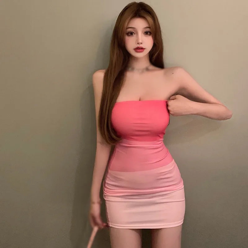 Sexy Strapless Mini Dress – Slim Fit