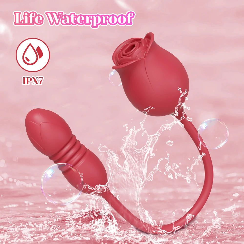 Rose Thrusting & Sucking Vibrator – 10 Modes for G-Spot & Clit Pleasure