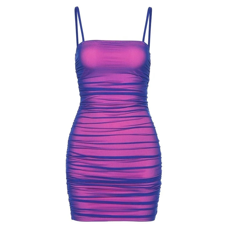 Elegant Bodycon Mini Dress – Sleeveless Reflective Dress