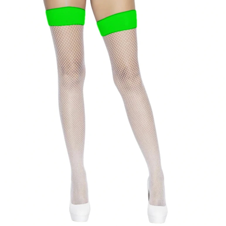 White Mesh Thigh-High Stockings
