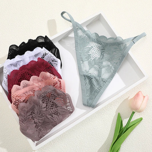 6PCS Lace G-String Panties – Sexy, Soft & Low Rise Lingerie