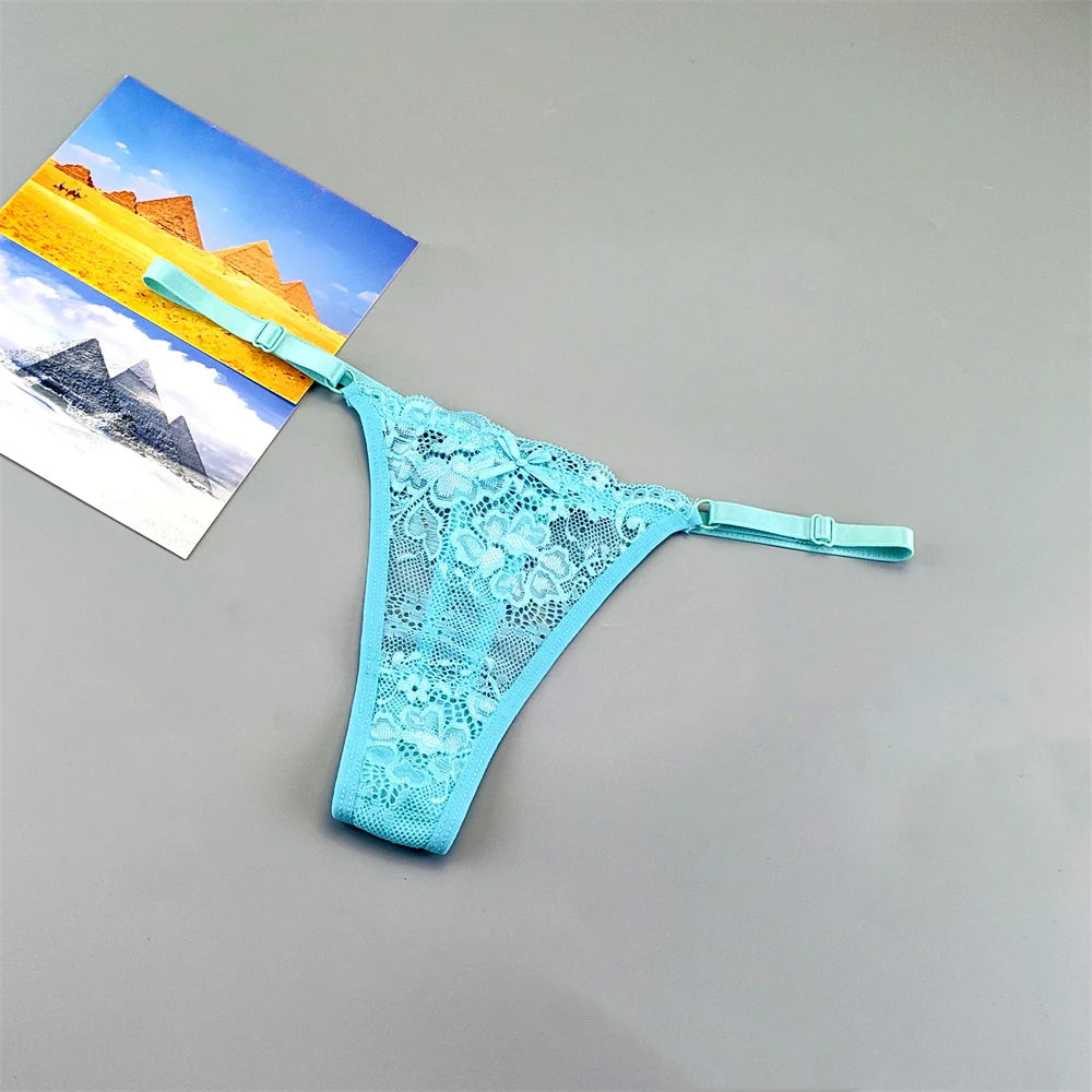 3PCS Lace Thong Set – Sheer, Strappy & Seductive