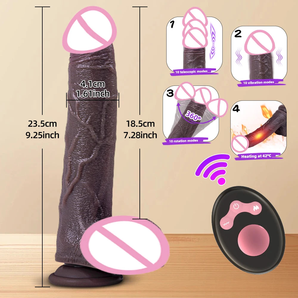 Remote Telescopic Heating Vibrator – Realistic Pleasure Dildo Wand