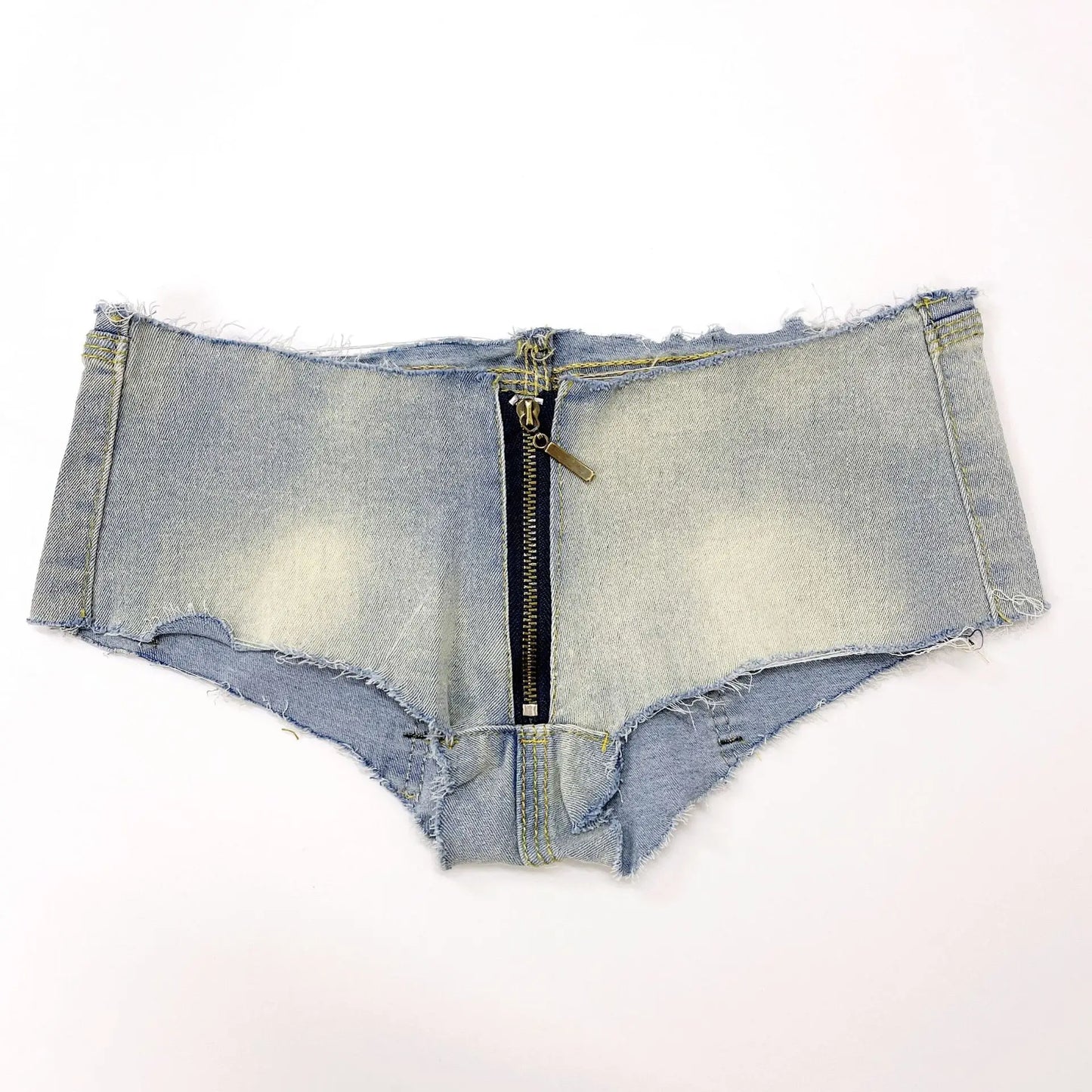 Unzipped Desire: Low-Rise Stretch Denim Zipper Panties – Ripped Club Babe Edition