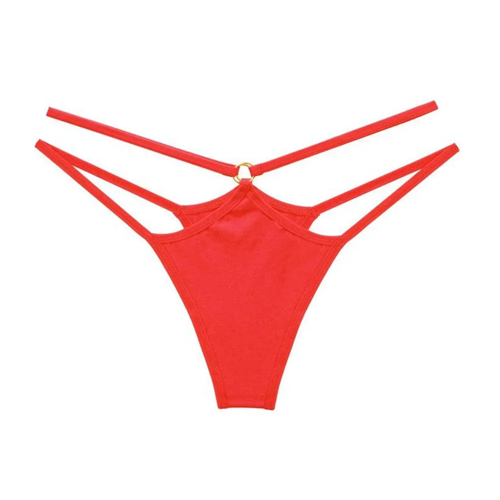 3-Piece Double Strap Cotton Thong Set – Low Rise Sexy Sports G-String