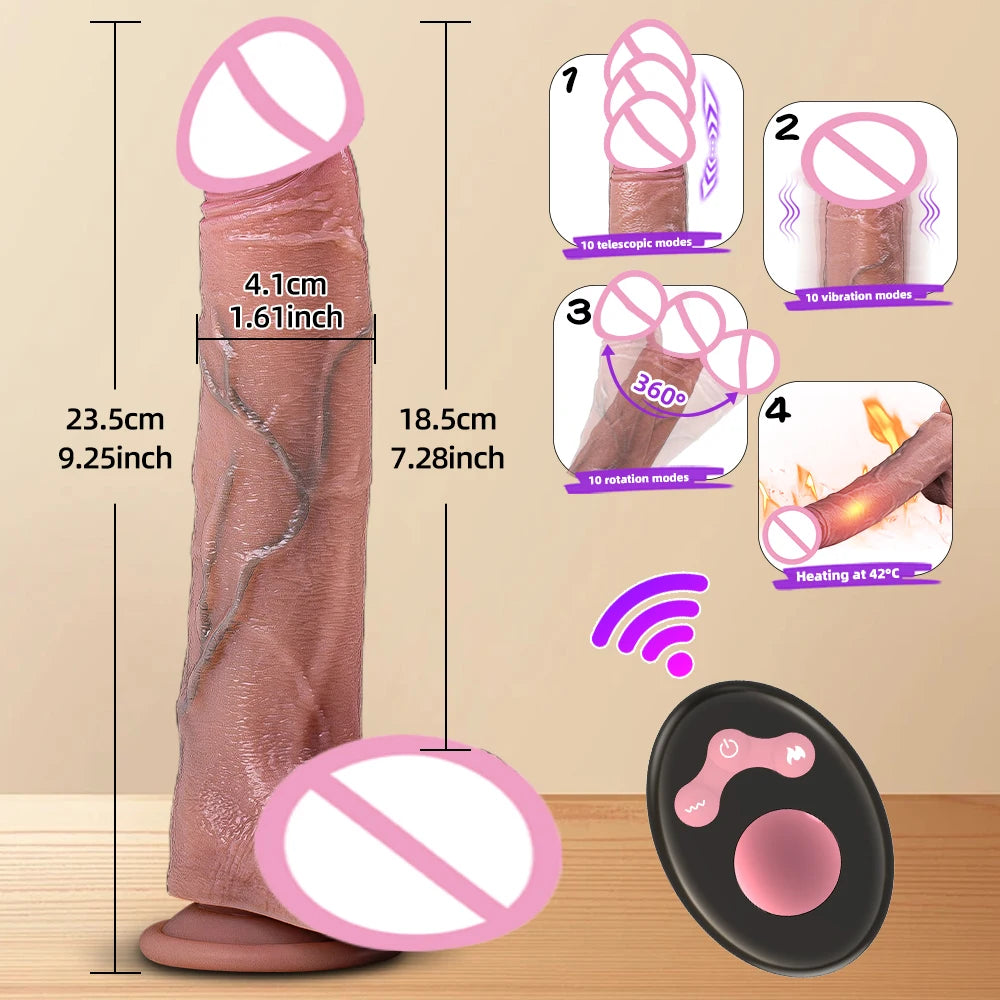 Remote Telescopic Heating Vibrator – Realistic Pleasure Dildo Wand