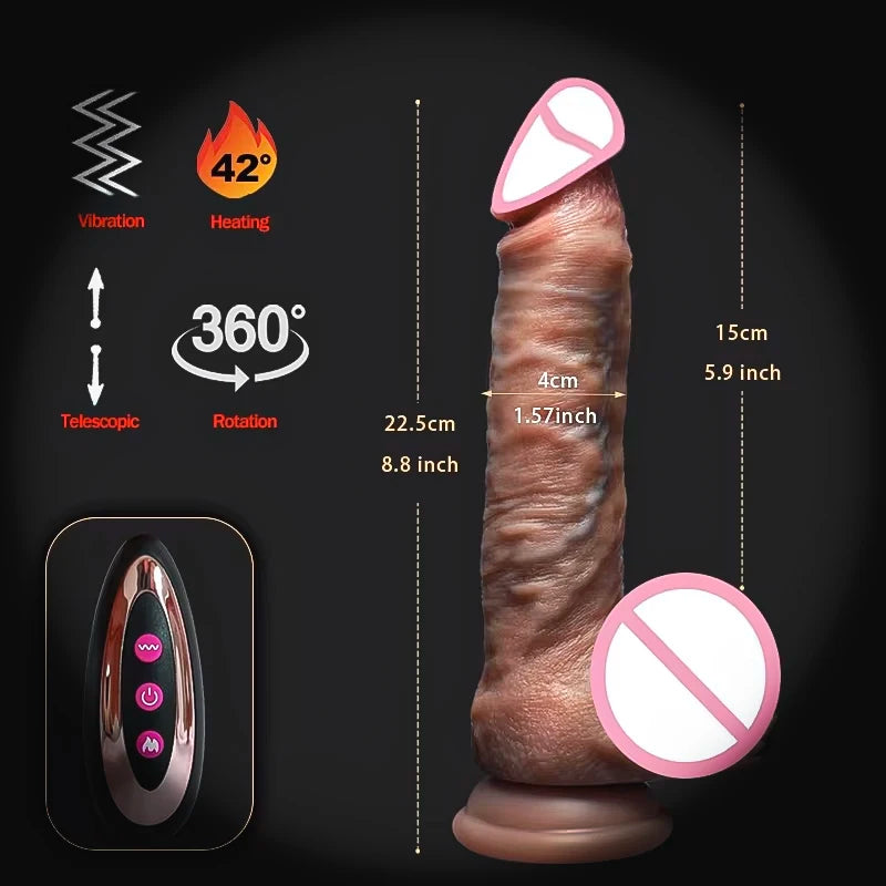 Remote Telescopic Heating Vibrator – Realistic Pleasure Dildo Wand