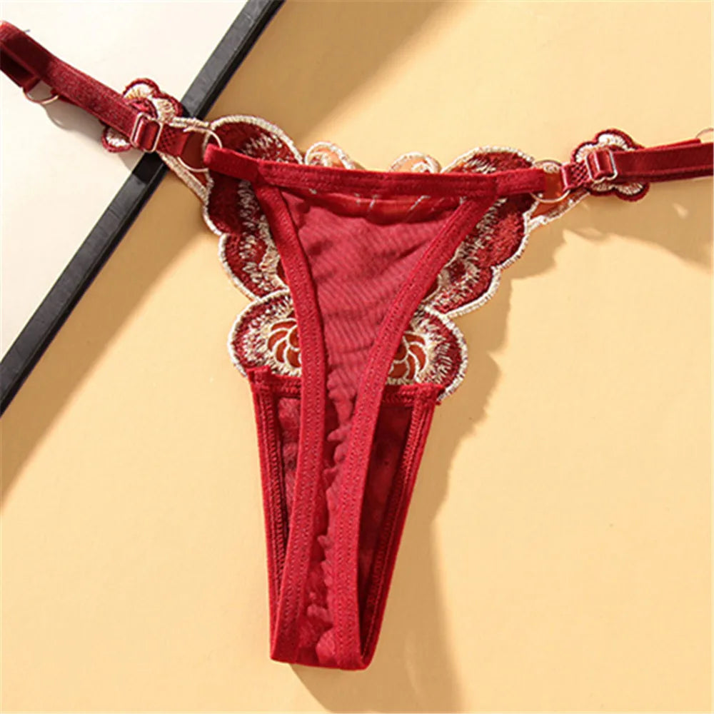 3-Pack Sexy Sheer G-Strings – Butterfly Lace Low-Rise Panties
