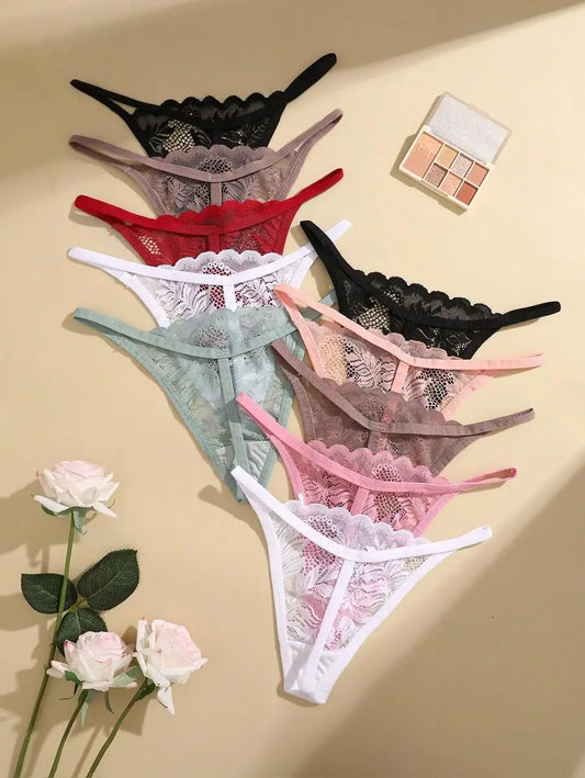 5PCS Lace Temptation G-String Set – Sheer Lace, Sexy & Soft G-Strings