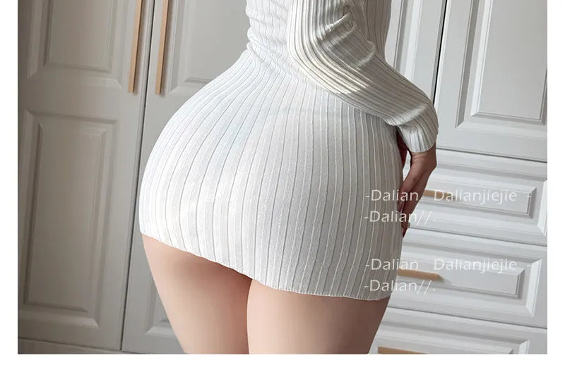 Sexy White Sheer Mini Dress – Long Sleeve Slim Fit