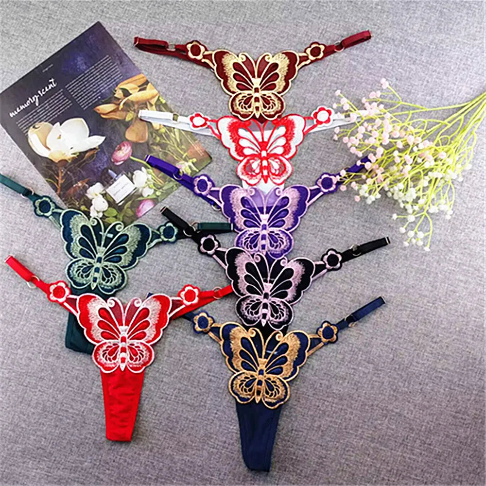 3-Pack Sexy Sheer G-Strings – Butterfly Lace Low-Rise Panties