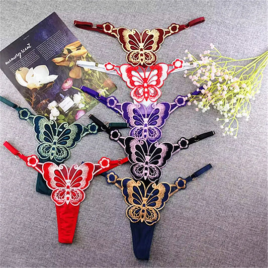 3-Pack Sexy Sheer G-Strings – Butterfly Lace Low-Rise Panties