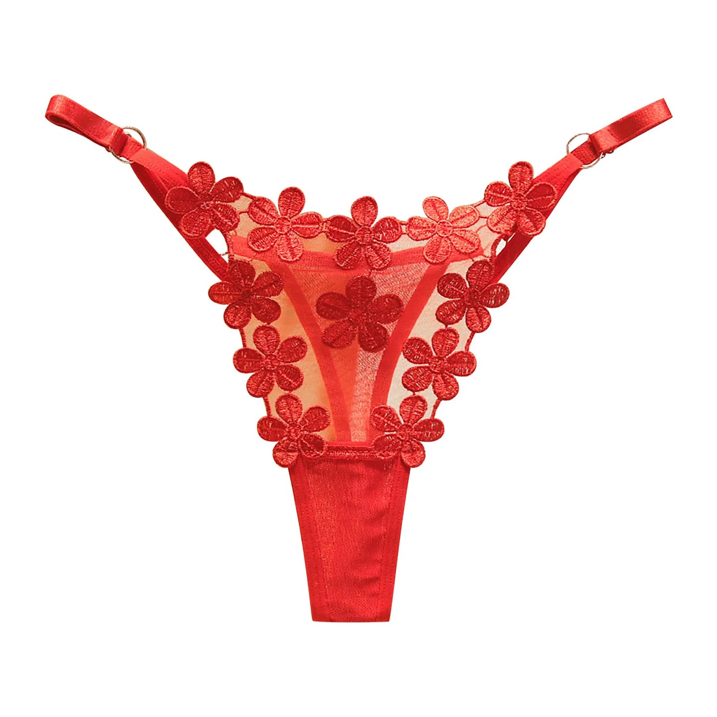 Sexy Adjustable Mesh G-String – Sweet Flower Embroidery
