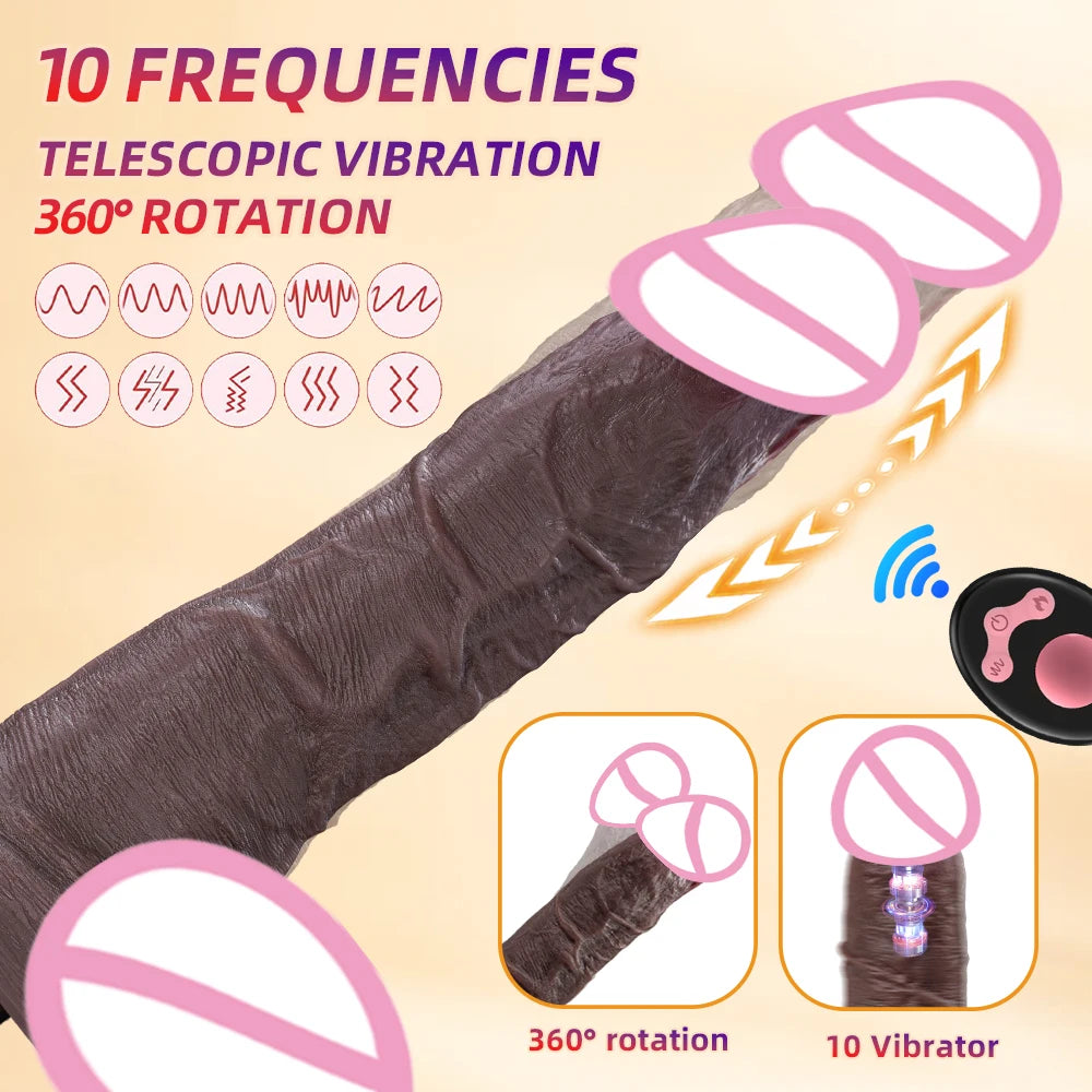 Remote Telescopic Heating Vibrator – Realistic Pleasure Dildo Wand
