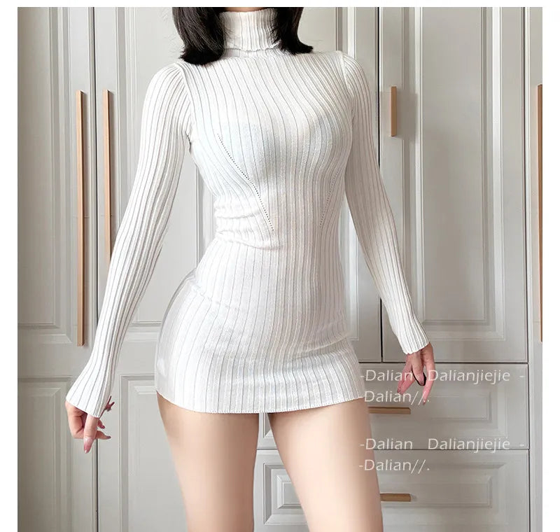 Sexy White Sheer Mini Dress – Long Sleeve Slim Fit