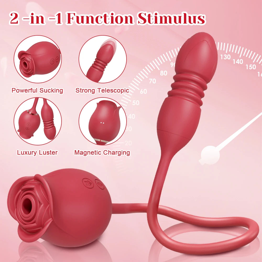 Rose Thrusting & Sucking Vibrator – 10 Modes for G-Spot & Clit Pleasure