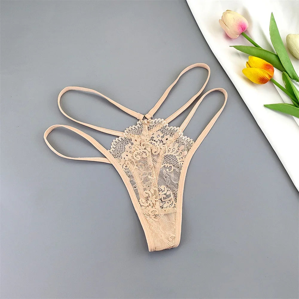 3-Pack Lace Peekaboo G-Strings – Strappy, Sheer, & Seductive T-Back Thongs