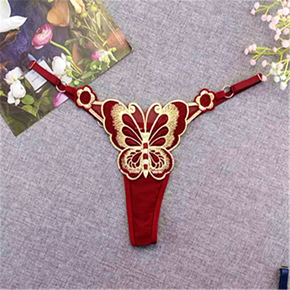 3-Pack Sexy Sheer G-Strings – Butterfly Lace Low-Rise Panties