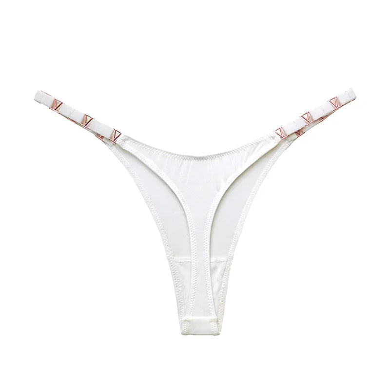 Sexy V-Shaped Low-Waist Panties with Metal Detail – Women’s Lingerie Briefs