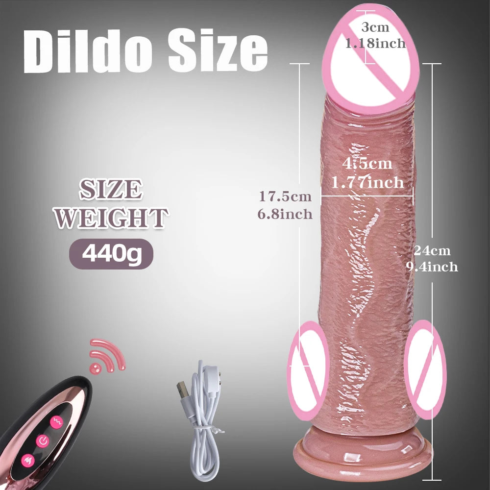 Remote Telescopic Heating Vibrator – Realistic Pleasure Dildo Wand