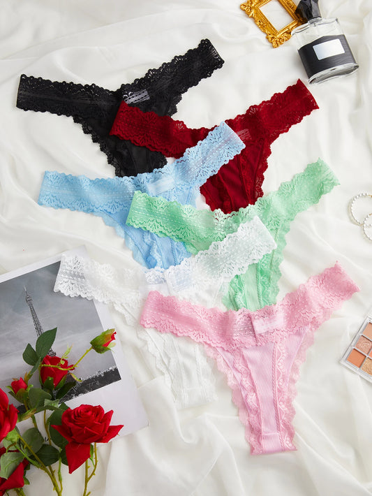 6-Pack Lace Bow Thongs – Soft, Low Rise, Ultra Sexy