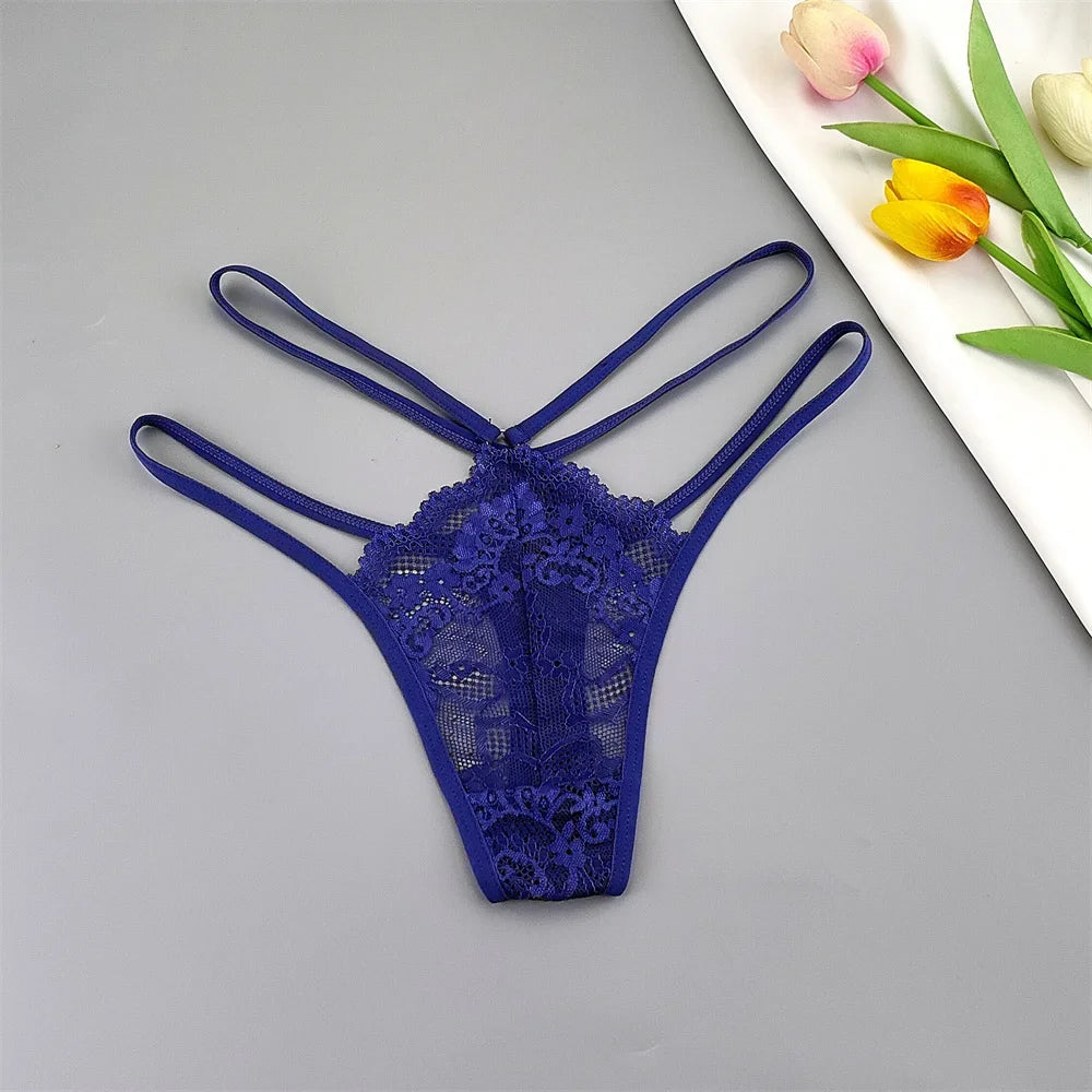 3-Pack Lace Peekaboo G-Strings – Strappy, Sheer, & Seductive T-Back Thongs