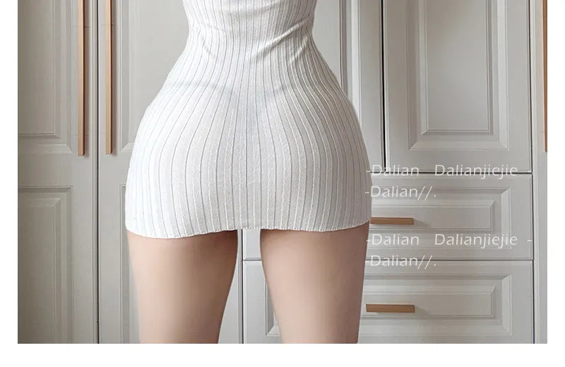 Sexy White Sheer Mini Dress – Long Sleeve Slim Fit