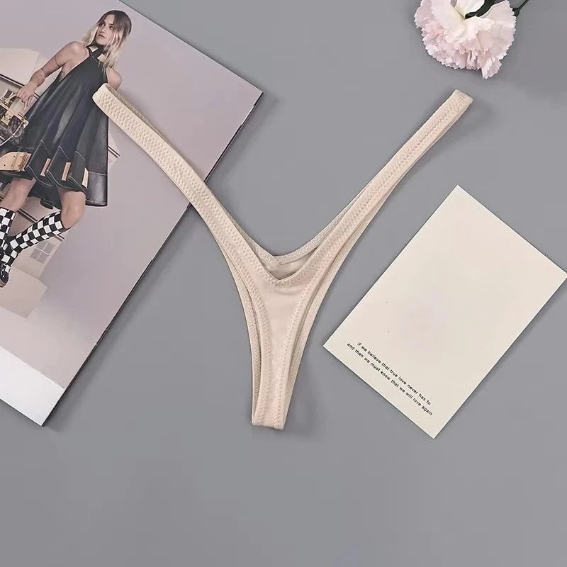 Sexy Deep V Thong Low Waist Brazilian Panties with Thin Straps