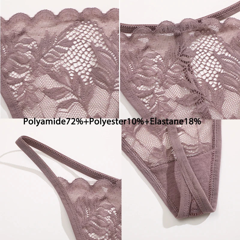 6PCS Lace G-String Panties – Sexy, Soft & Low Rise Lingerie