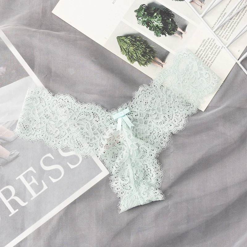 Lace Temptation Thong – Sheer Bow G-String