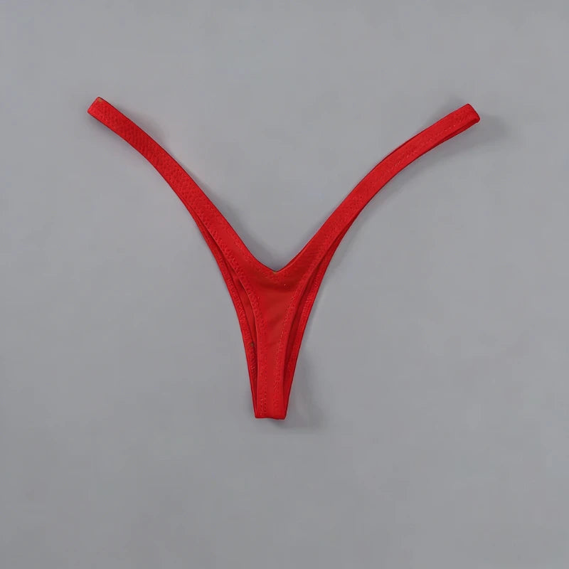 Sexy Deep V Thong Low Waist Brazilian Panties with Thin Straps