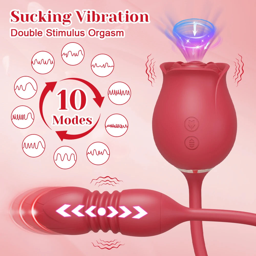 Rose Thrusting & Sucking Vibrator – 10 Modes for G-Spot & Clit Pleasure