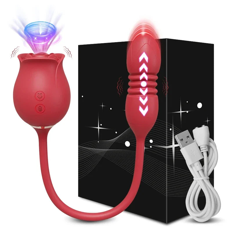 Rose Thrusting & Sucking Vibrator – 10 Modes for G-Spot & Clit Pleasure