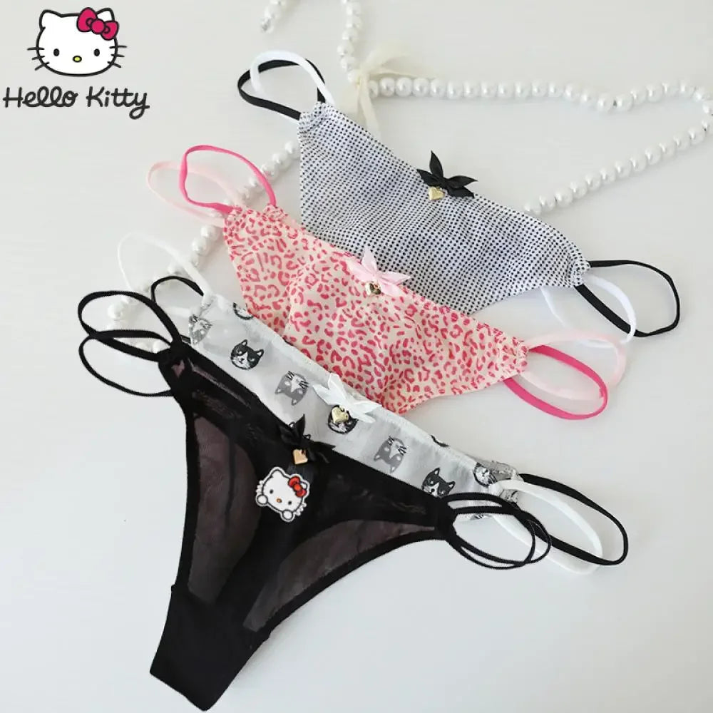Kawaii Red Kitty Thong – Y2K Low-Rise Anime Panties