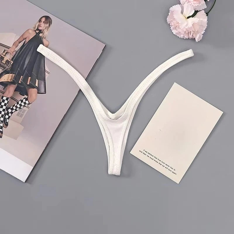 Sexy Deep V Thong Low Waist Brazilian Panties with Thin Straps
