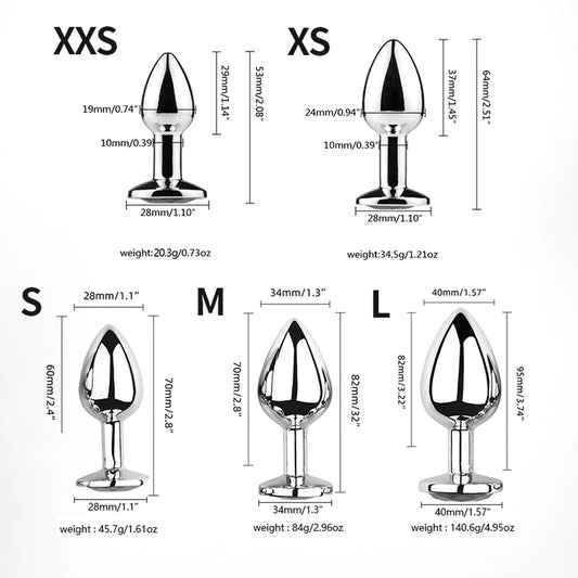 Diamond Metal Anal Plug – 5-Size Luxury Collection