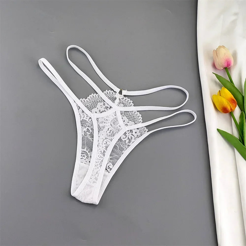 3-Pack Lace Peekaboo G-Strings – Strappy, Sheer, & Seductive T-Back Thongs